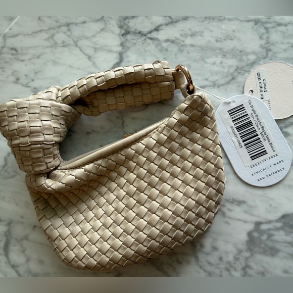 NWT Melie Bianco Woven Ivory Hobo Mini Bag - Picture 5 of 7